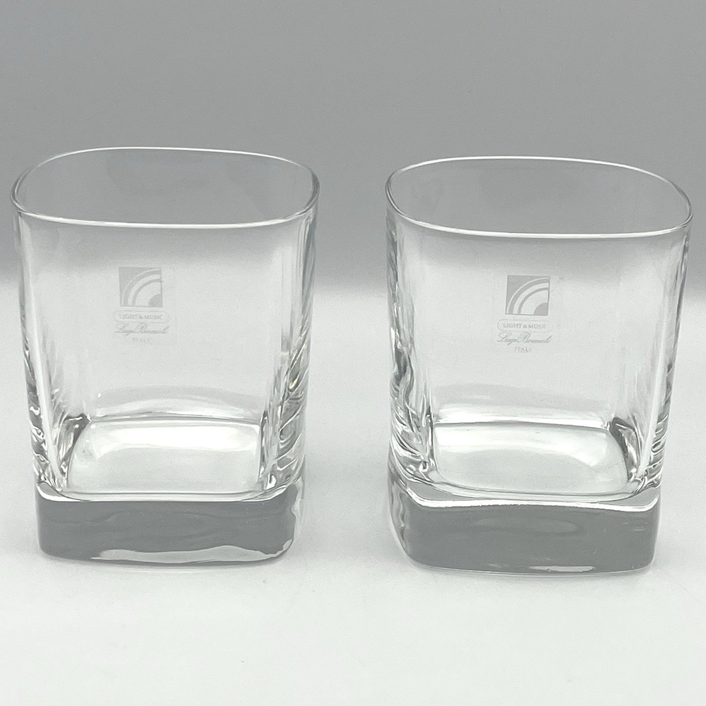 Luigi Bormioli Strauss Square Whiskey Glasses Set‎ of 2 Light & Music Italy